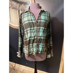 American Eagle Outfitters Plaid acid wash Shirt L Long Sleeve Button Up